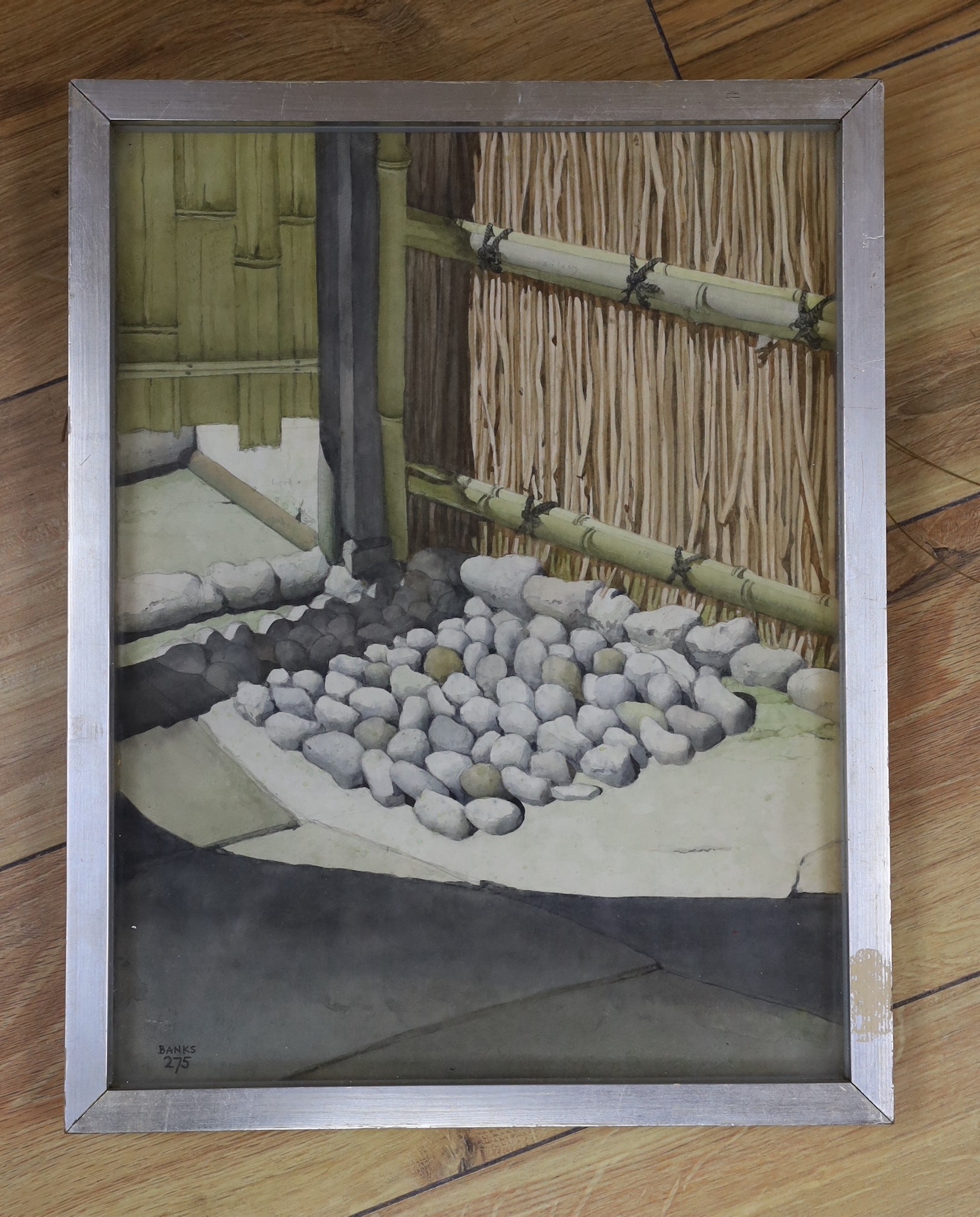 Robert Banks (1911-2001), watercolour, 'In a Ryokan; Gion', signed and numbered 275 with Trafford Gallery label verso, 33.5 x 25.5cm